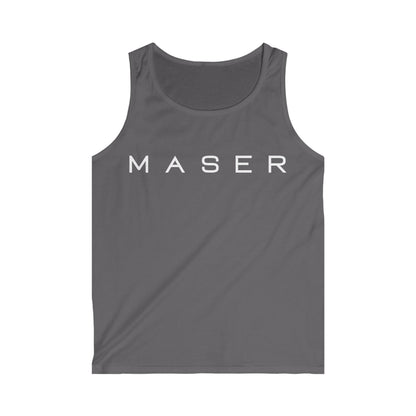Men's Softstyle Tank Top - Minimalist MASER Design for Casual Summer Vibes
