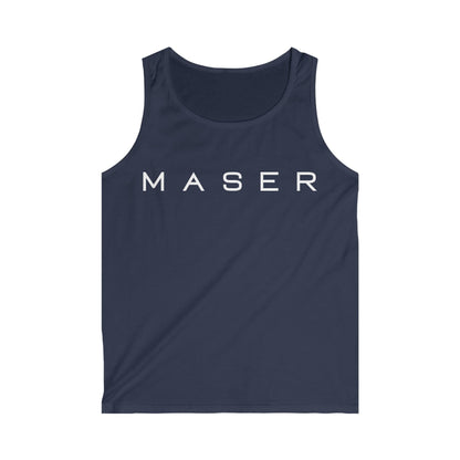Men's Softstyle Tank Top - Minimalist MASER Design for Casual Summer Vibes