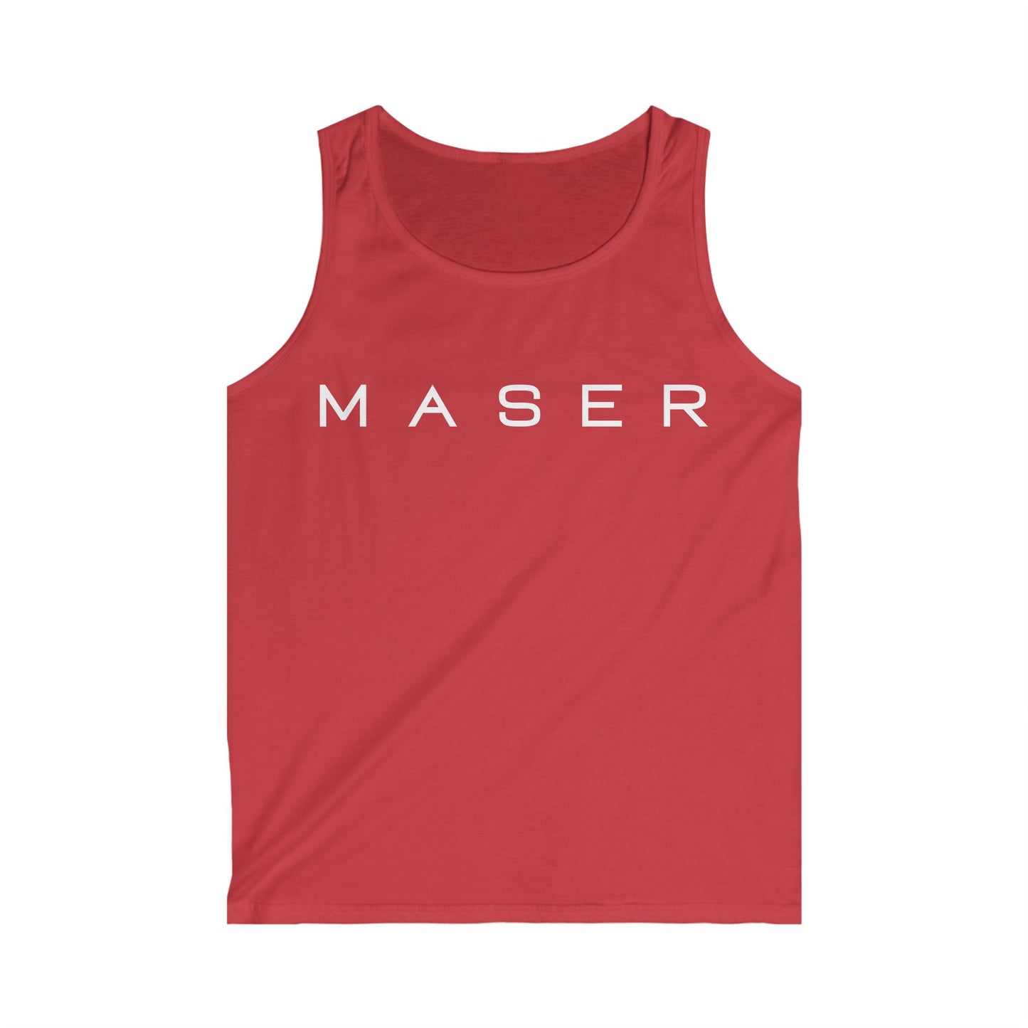 Men's Softstyle Tank Top - Minimalist MASER Design for Casual Summer Vibes