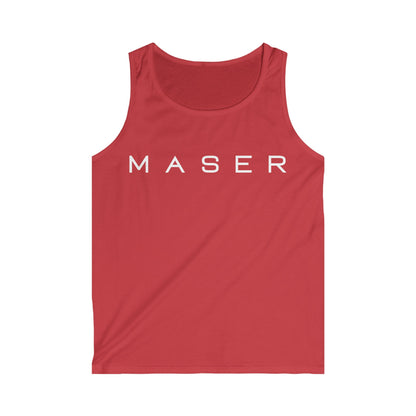 Men's Softstyle Tank Top - Minimalist MASER Design for Casual Summer Vibes