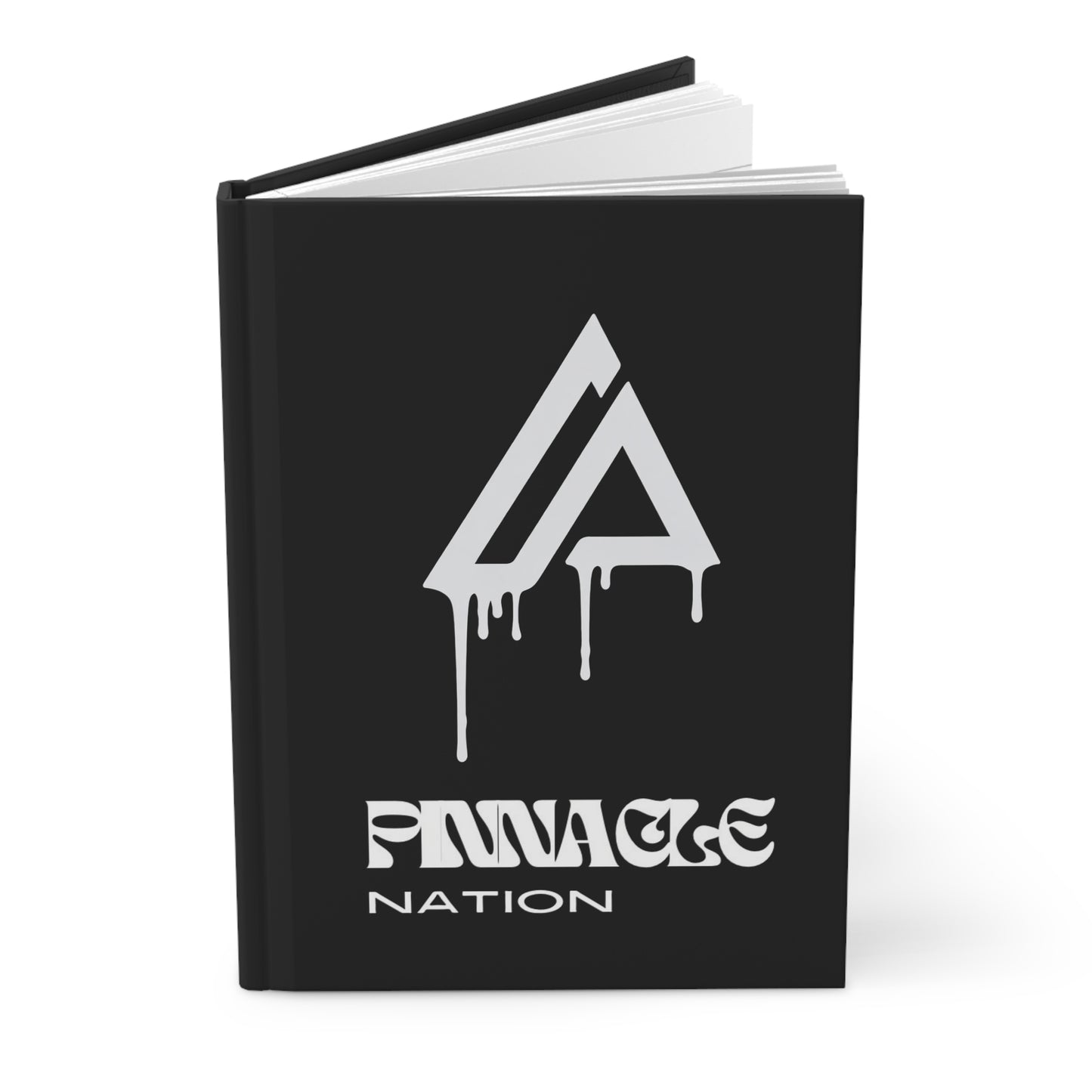 Pinnacle Nation Hardcover Journal — Black Matte Drip Logo Notebook