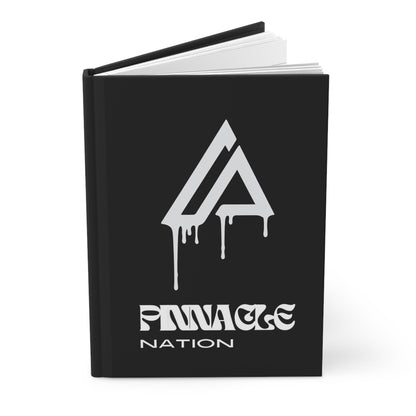 Pinnacle Nation Hardcover Journal — Black Matte Drip Logo Notebook