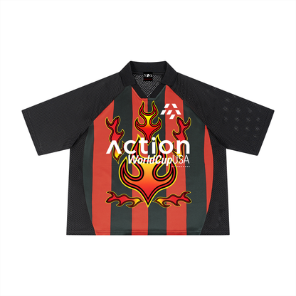 Striped Mesh Boxy Soccer Jersey